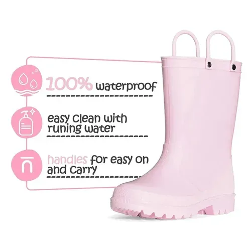 Kid Girls Light Rain Boots Solid Color  - KKOMFORME