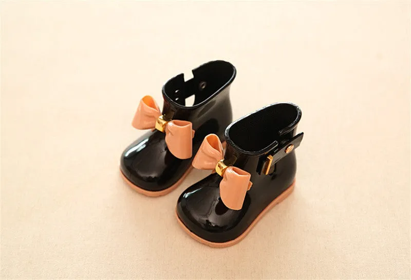 Kids baby girls Rain Boots Warm Beauty Bow Rainboots Fashion Rubber Shoes Toddler Kids Jelly shoes