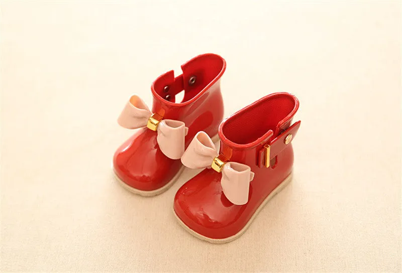 Kids baby girls Rain Boots Warm Beauty Bow Rainboots Fashion Rubber Shoes Toddler Kids Jelly shoes