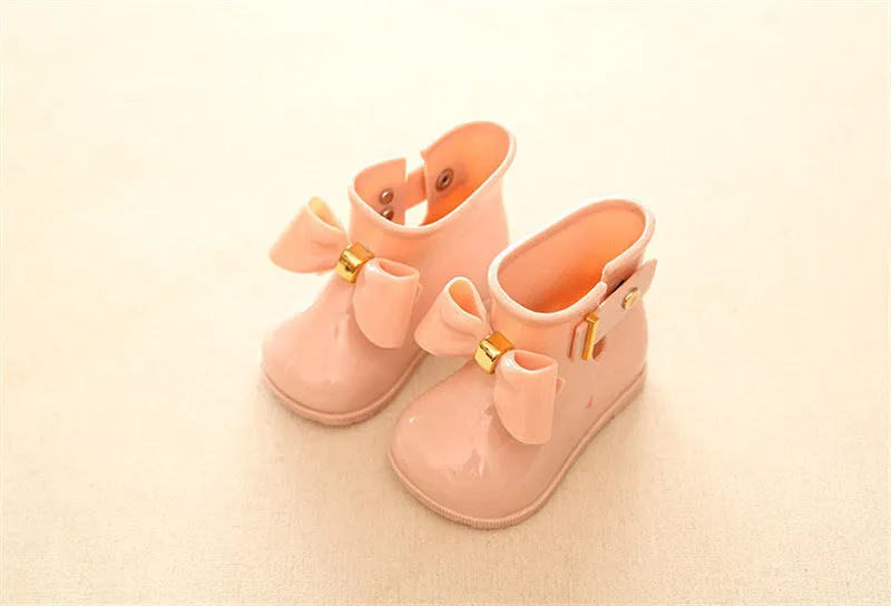 Kids baby girls Rain Boots Warm Beauty Bow Rainboots Fashion Rubber Shoes Toddler Kids Jelly shoes