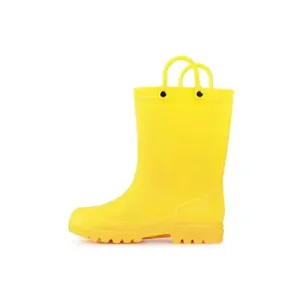 Kids Girls Light Rain Boots Solid Yellow - KKOMFORME