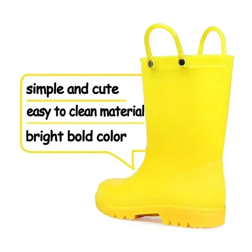 Kids Girls Light Rain Boots Solid Yellow - KKOMFORME