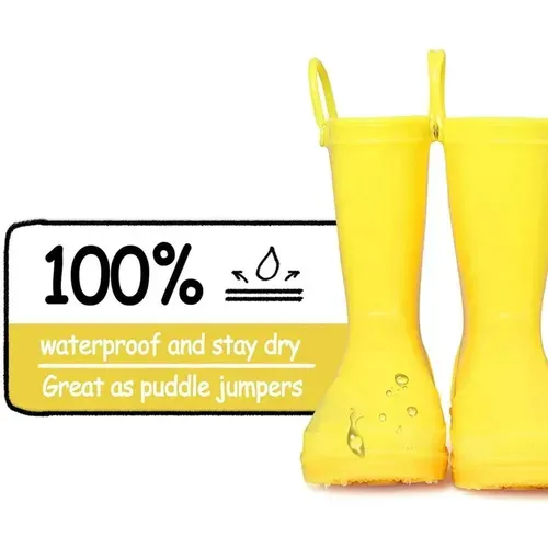 Kids Girls Light Rain Boots Solid Yellow - KKOMFORME