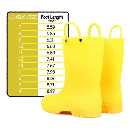 Kids Girls Light Rain Boots Solid Yellow - KKOMFORME