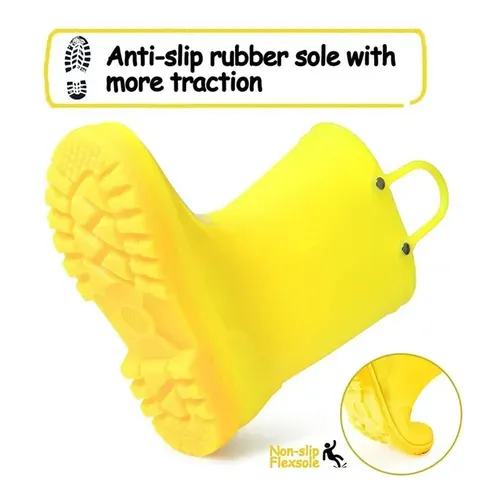Kids Girls Light Rain Boots Solid Yellow - KKOMFORME