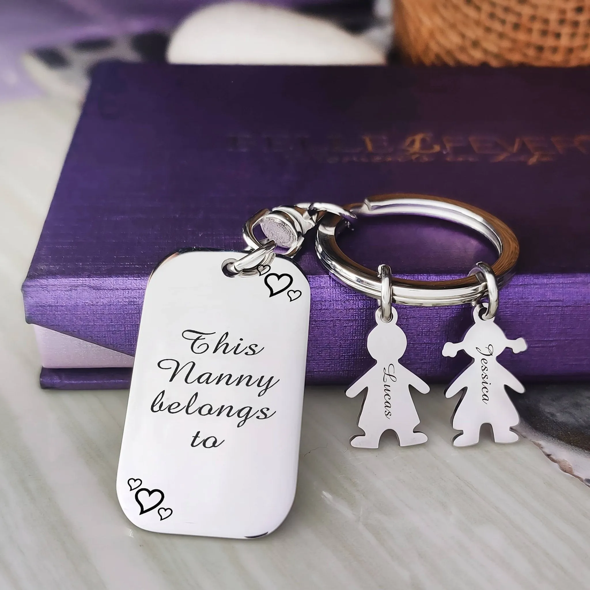 Kids Love Handwriting Keyring Tag - (1 Silver Charm Included)