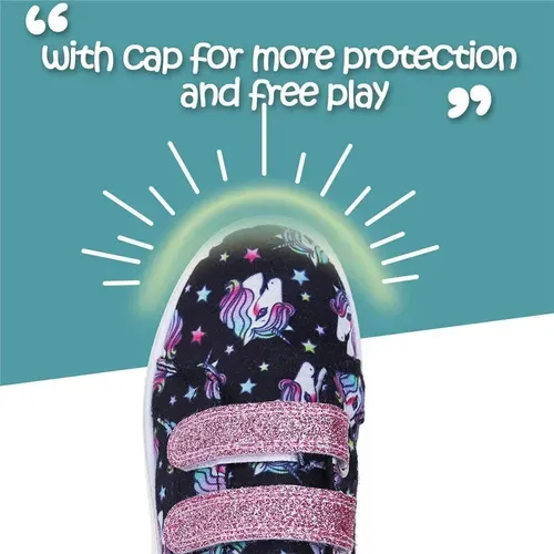 Kids Sneakers Boy and Girl Canvas Shoes Black Unicorn - KKOMFORME