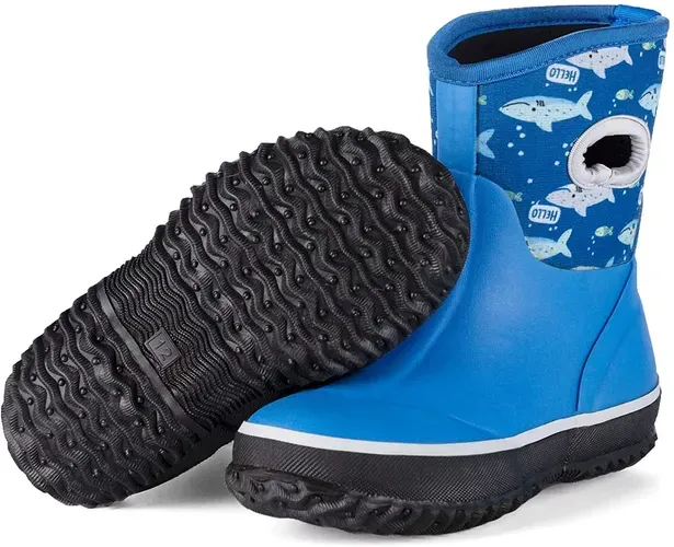 KKOMFORME Neoprene Warm Rain Boots Winter Snow Boots for Toddler and Little Kids
