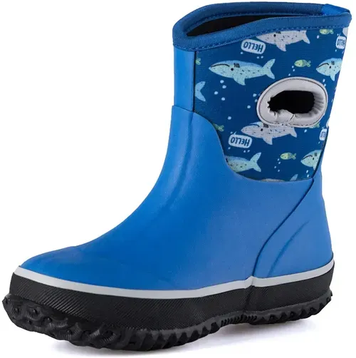 KKOMFORME Neoprene Warm Rain Boots Winter Snow Boots for Toddler and Little Kids
