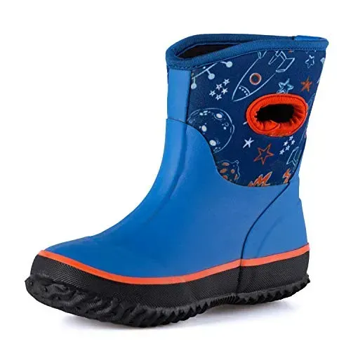 KKOMFORME Neoprene Warm Rain Boots Winter Snow Boots for Toddler and Little Kids