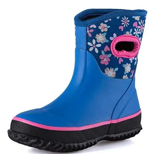 KKOMFORME Neoprene Warm Rain Boots Winter Snow Boots for Toddler and Little Kids