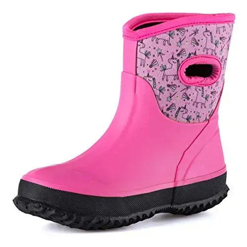 KKOMFORME Neoprene Warm Rain Boots Winter Snow Boots for Toddler and Little Kids