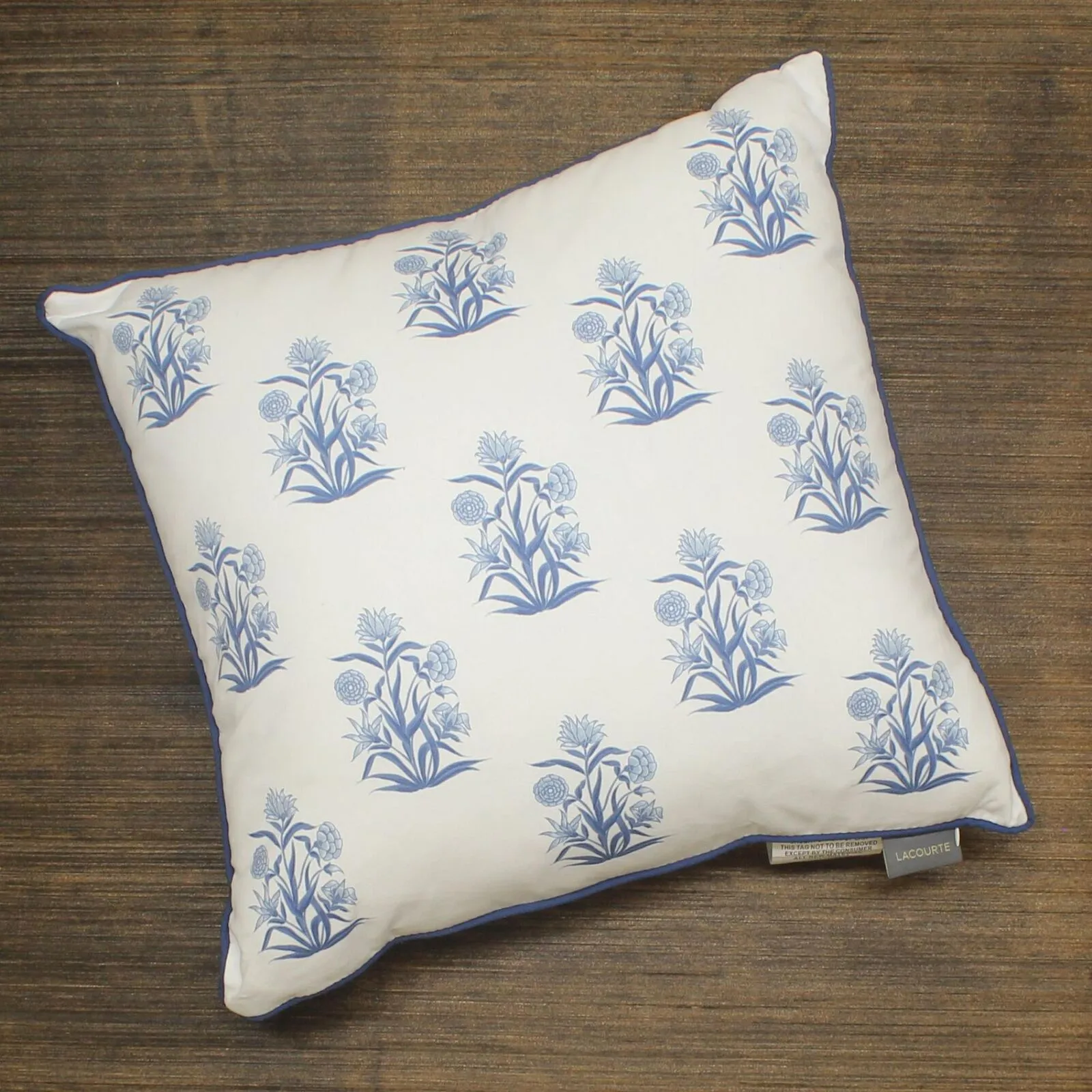 Lacourte Alysia 20 In. Square Floral Decorative Throw Pillow White / Blue