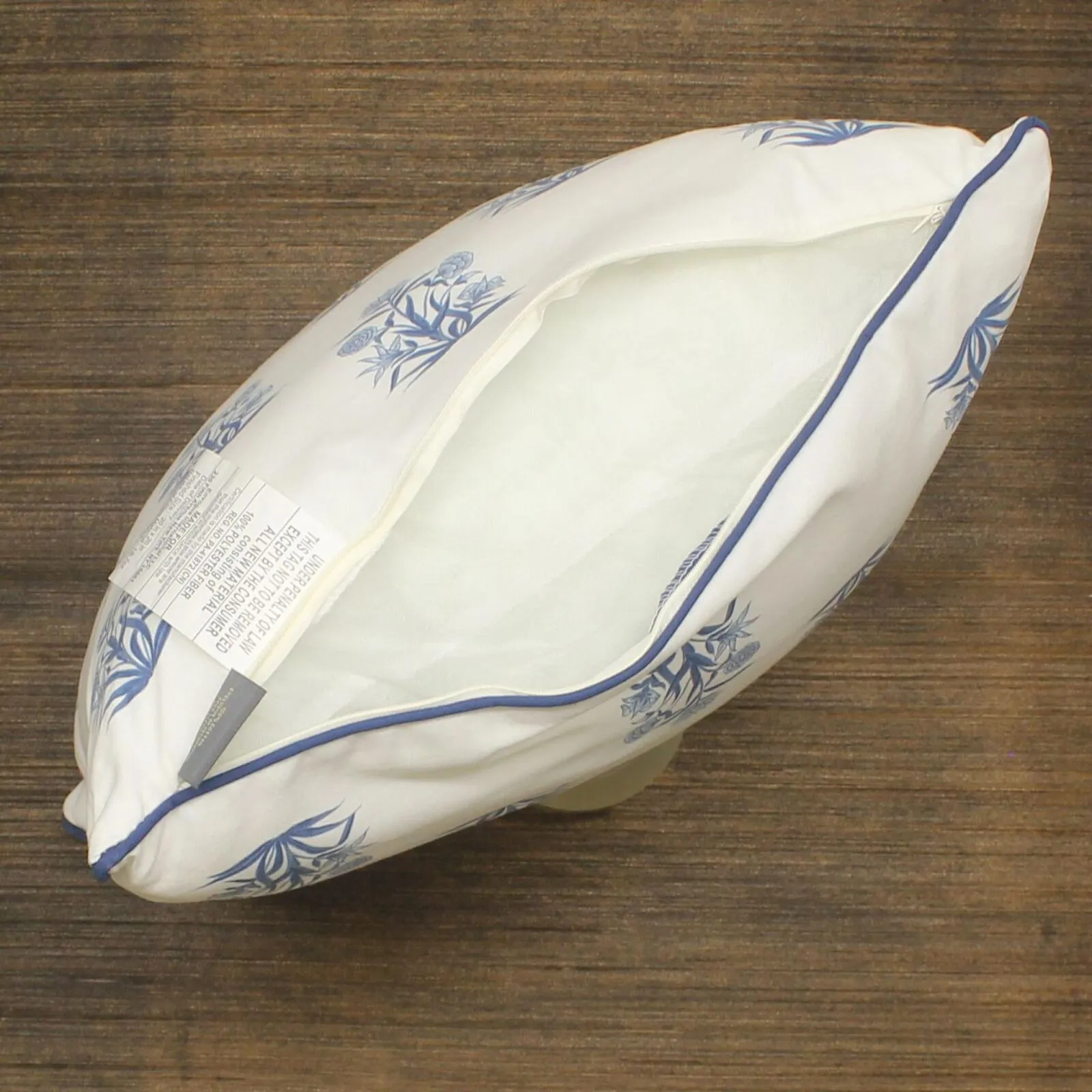 Lacourte Alysia 20 In. Square Floral Decorative Throw Pillow White / Blue