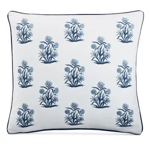 Lacourte Alysia 20 In. Square Floral Decorative Throw Pillow White / Blue