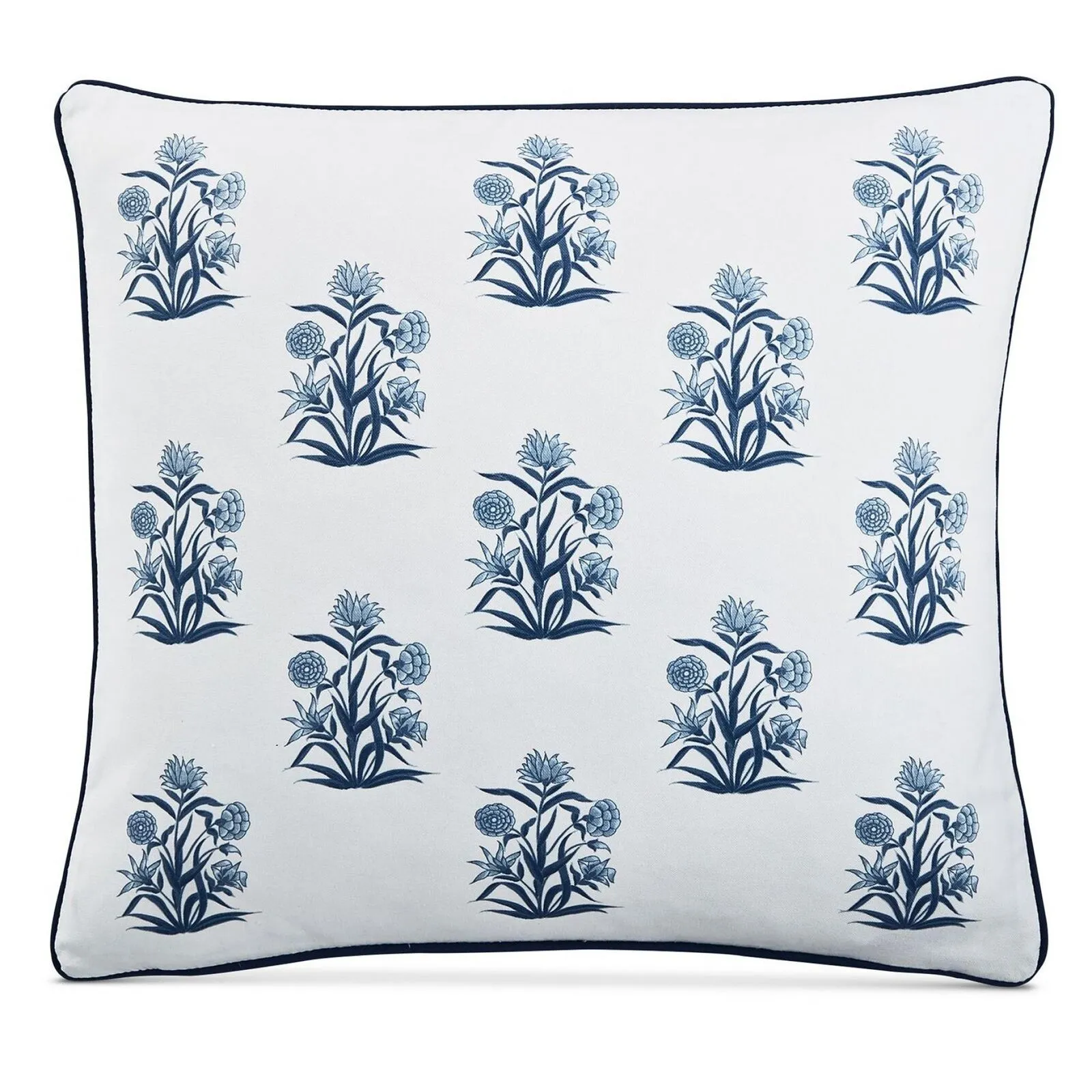 Lacourte Alysia 20 In. Square Floral Decorative Throw Pillow White / Blue