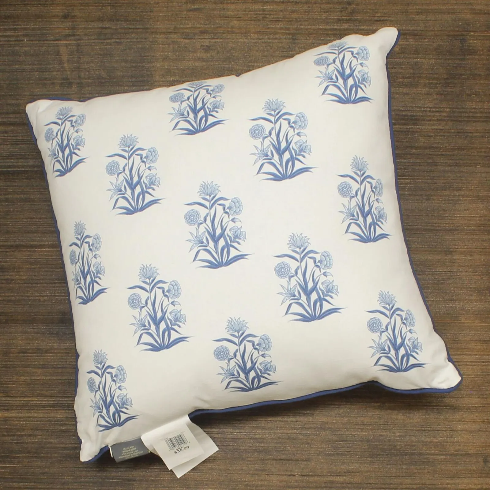 Lacourte Alysia 20 In. Square Floral Decorative Throw Pillow White / Blue