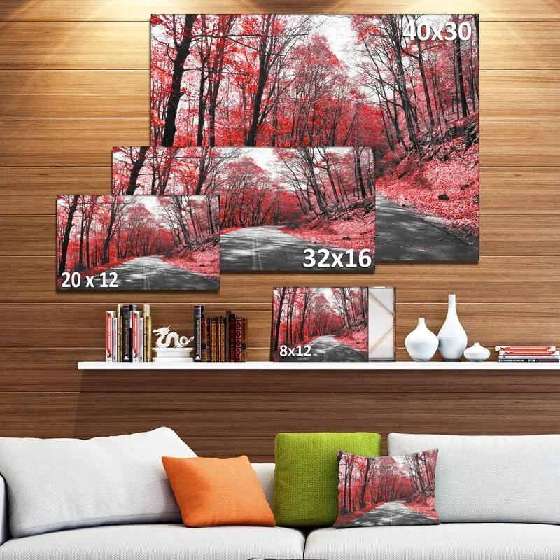 Landscapes Floral 'Patch in Red Forest' Photographic Print on Wrapped Canvas 12"H X 20"L Retails $49  on Sale!