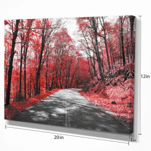 Landscapes Floral 'Patch in Red Forest' Photographic Print on Wrapped Canvas 12"H X 20"L Retails $49  on Sale!