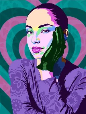 Love Deluxe - Sade portrait art - Limited Edition Hand-Embellished Canvas Art Giclee - Vakseen Art