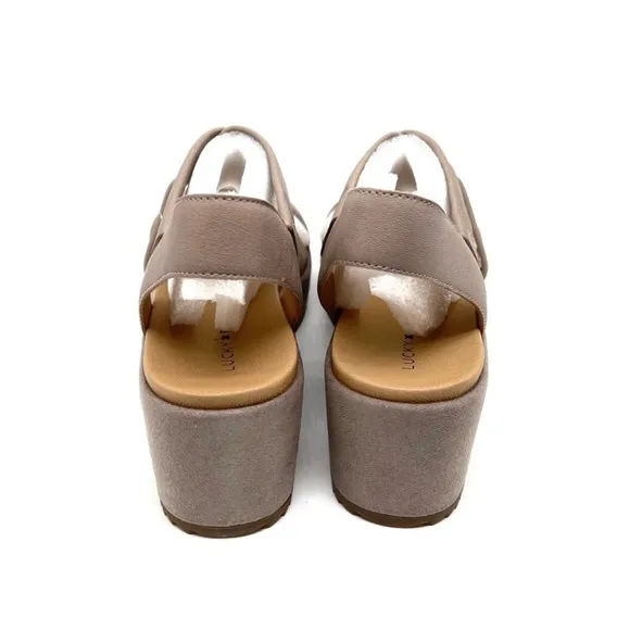 Lucky Brand Sandal Waldyna Crisscross Leather WedgeChinchilla Oyster Si…