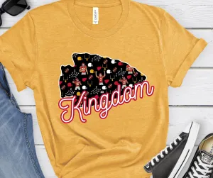 Mahomes, Kelce, Butker Pattern Arrowhead Kingdom Mustard Graphic Tshirt