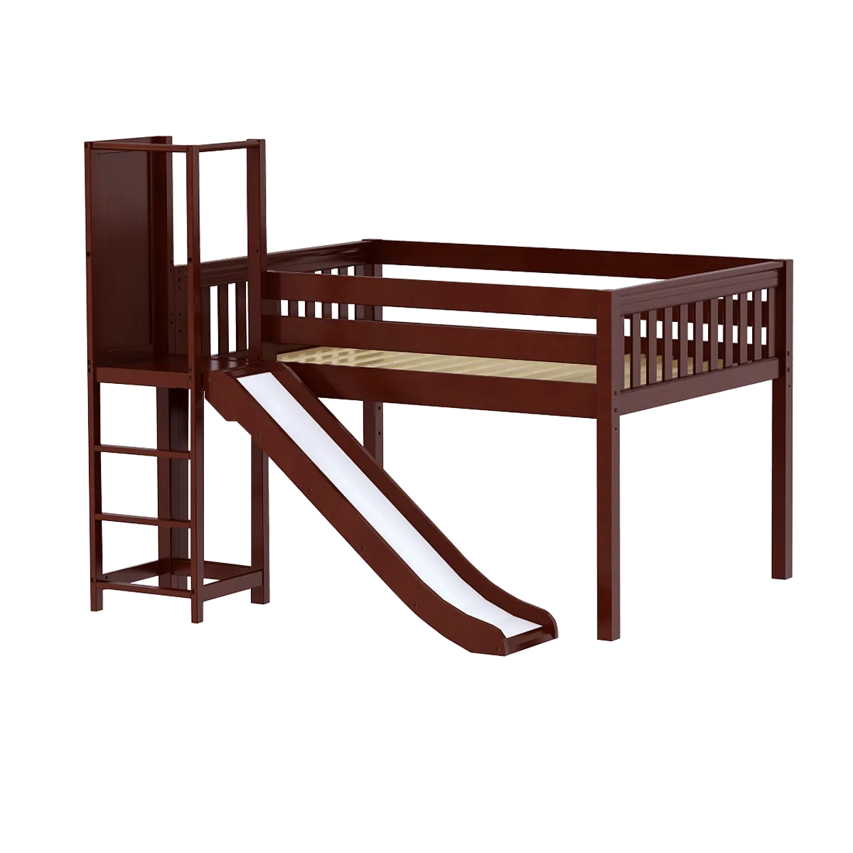 Maxtrix Full Low Loft Bed with Slide Platform