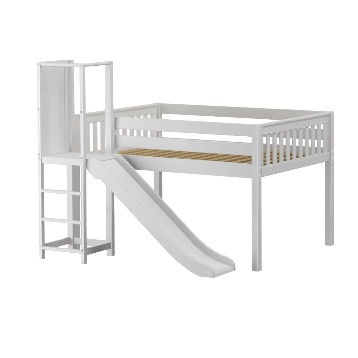 Maxtrix Full Low Loft Bed with Slide Platform