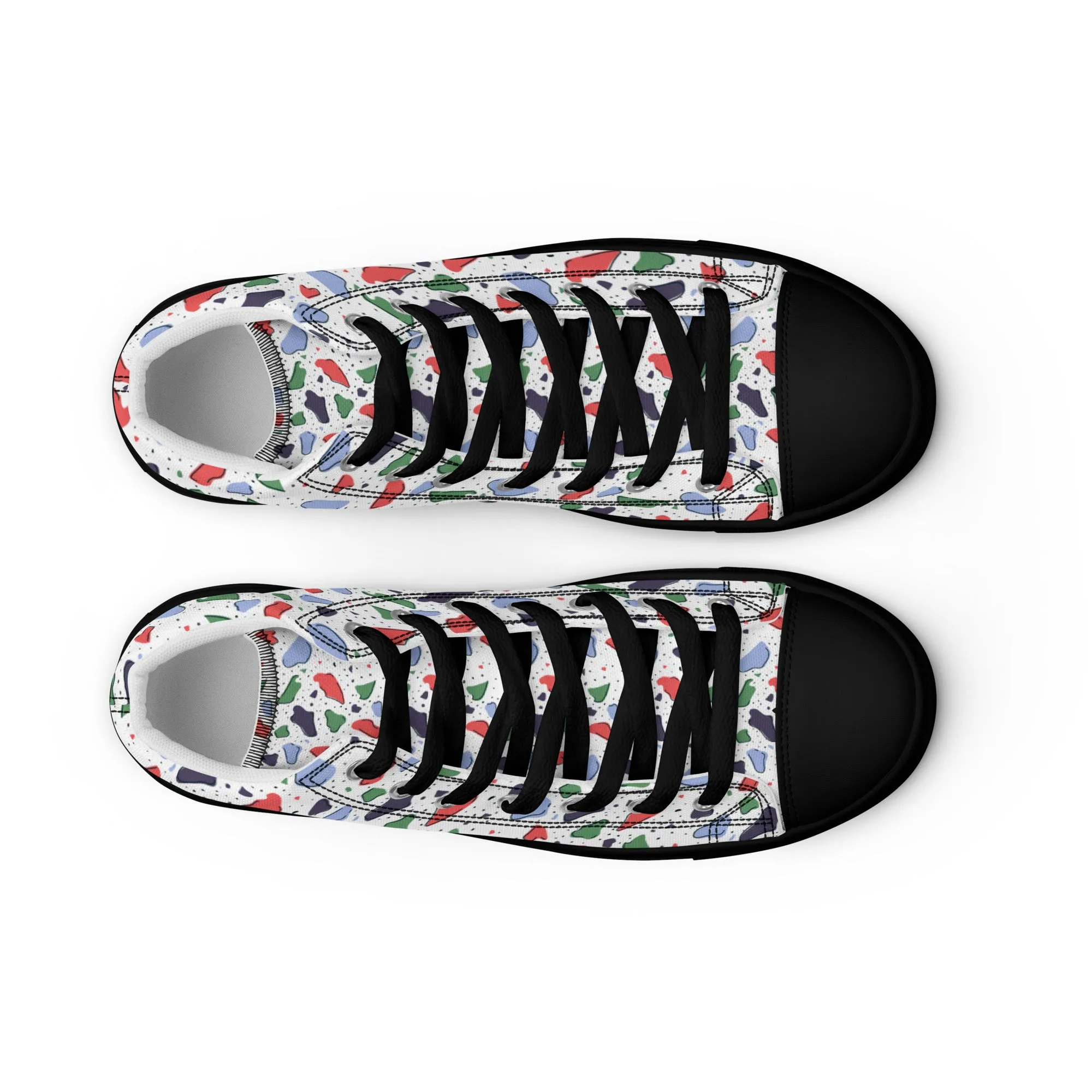 Men’s high top canvas shoes  - Colorful terrazzo pattern design - print on demand