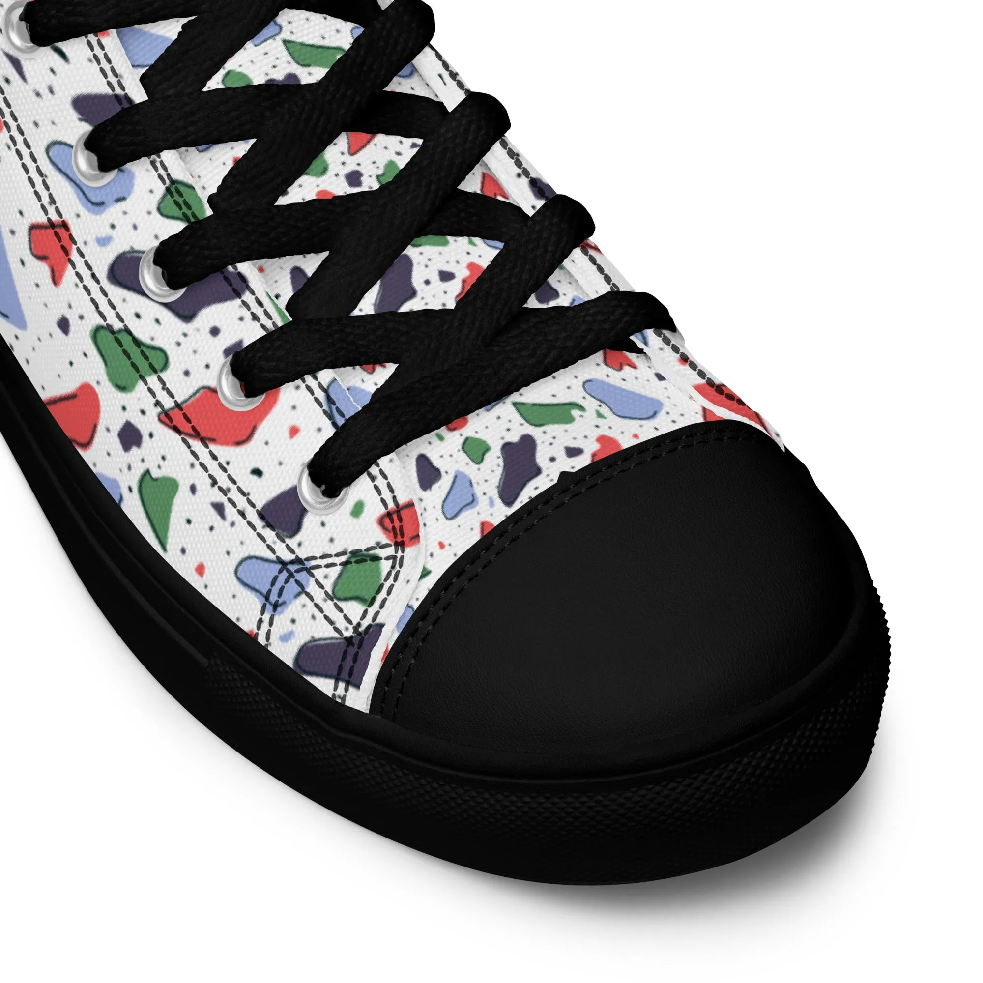 Men’s high top canvas shoes  - Colorful terrazzo pattern design - print on demand