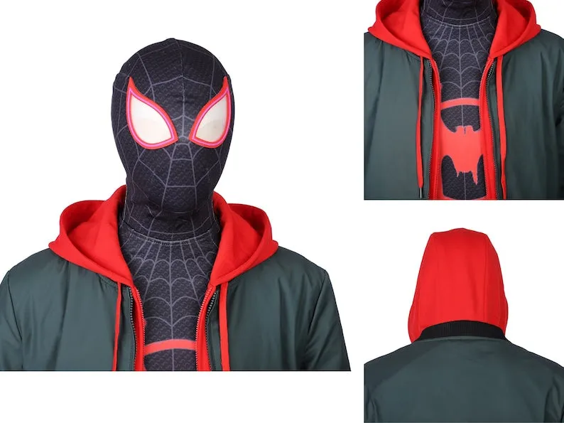 Miles Morales Spider-Man Into the Spider-Verse Costume Cosplay Jumpsuit Spider-Man Halloween Party Suit