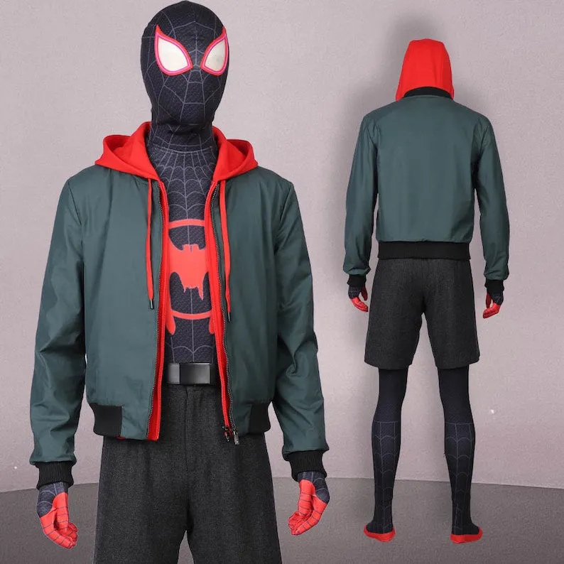 Miles Morales Spider-Man Into the Spider-Verse Costume Cosplay Jumpsuit Spider-Man Halloween Party Suit