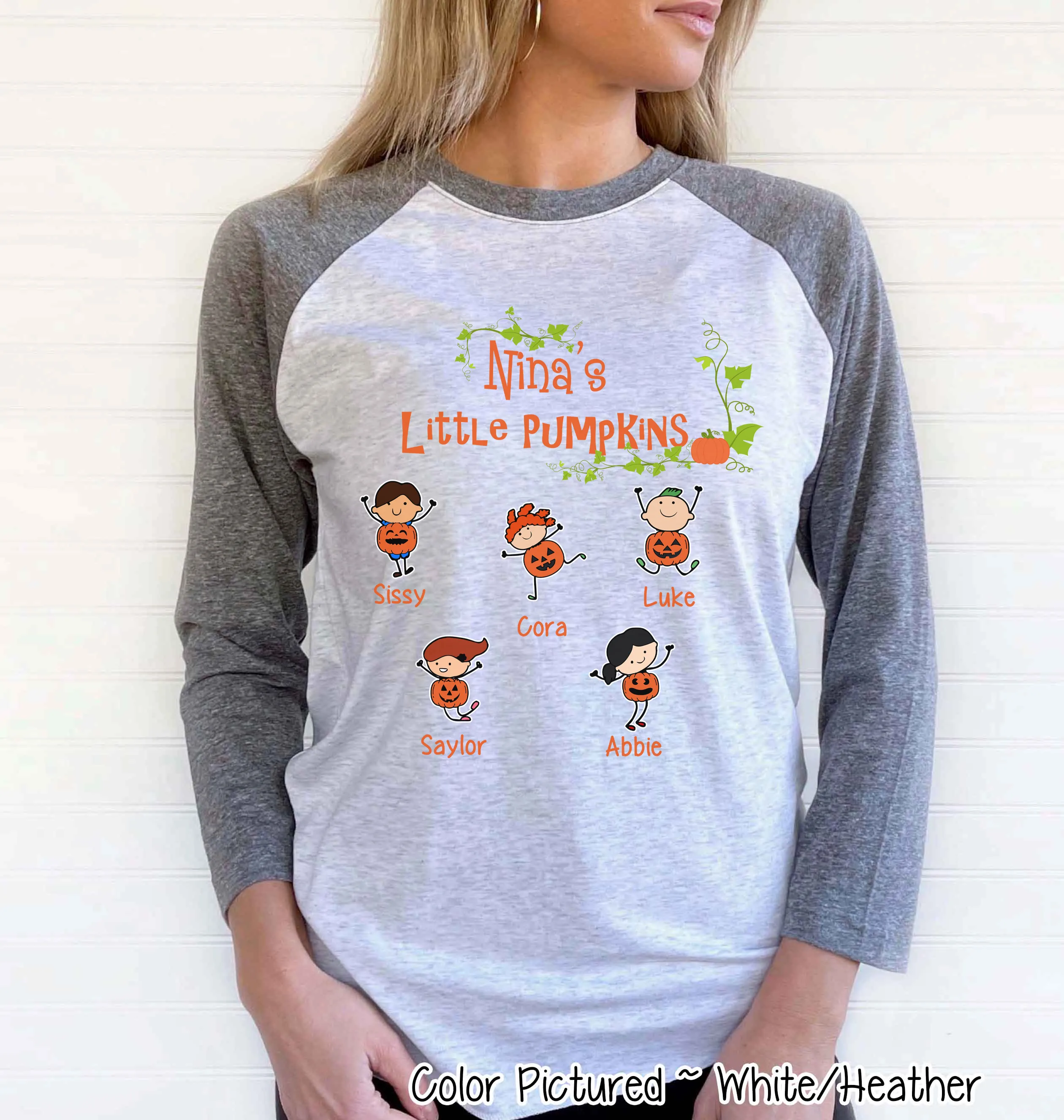 Mom, Grandma, Grandpa etc. Little Pumpkins  ~ Custom Named Kids Pumpkin Raglan Tee