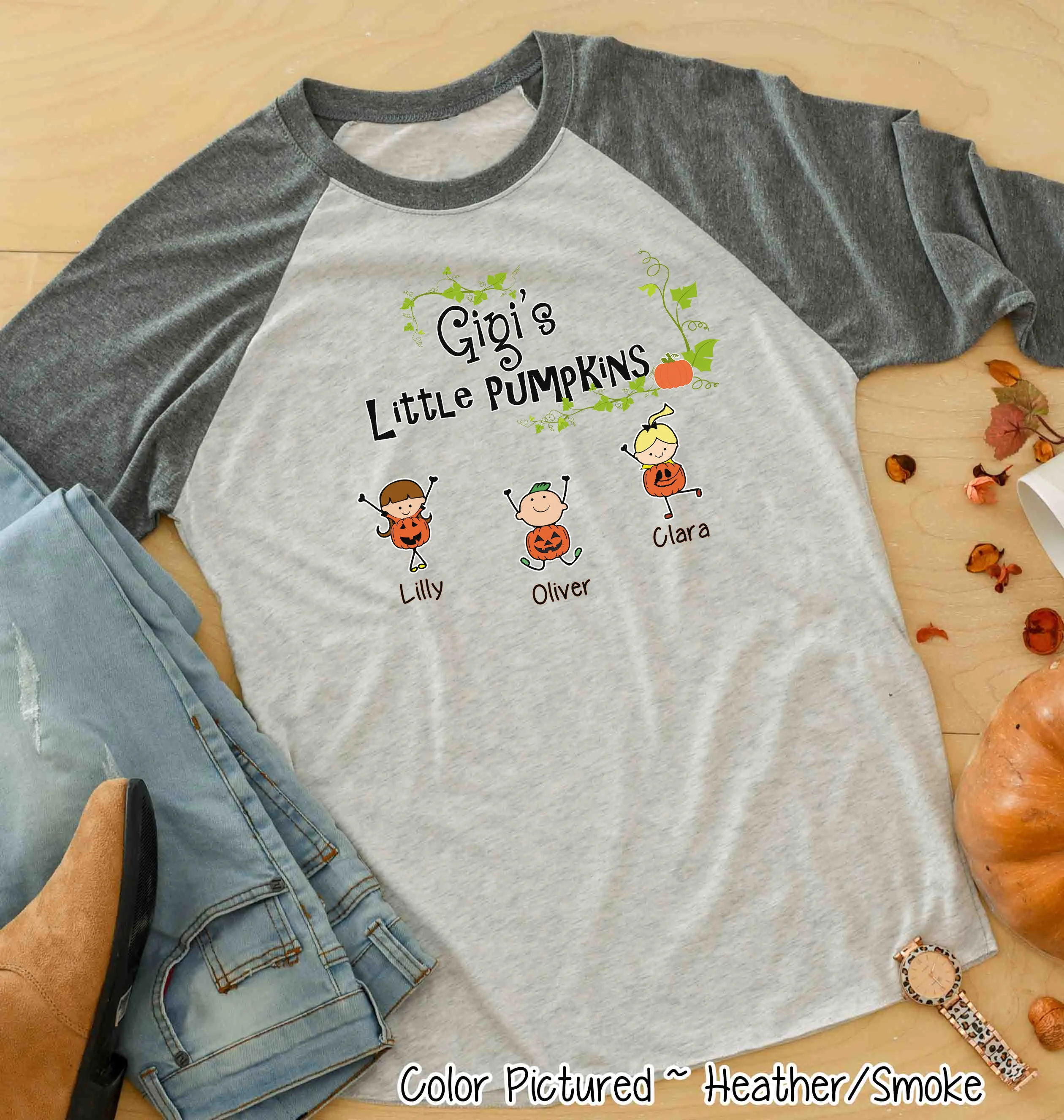 Mom, Grandma, Grandpa etc. Little Pumpkins  ~ Custom Named Kids Pumpkin Raglan Tee