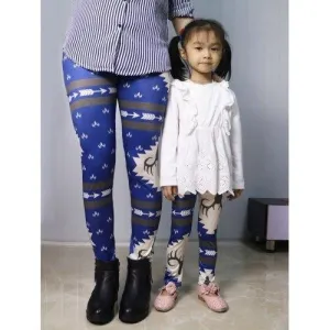 Mother Daughter Matching Christmas Leggings - Blue S