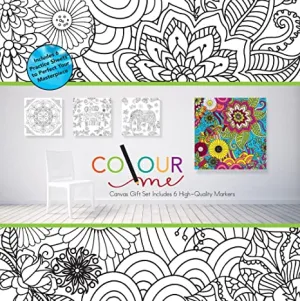 New Colour Me Colour Your Own Canvas Flower Pattern by Robert Frederick, includes Markers