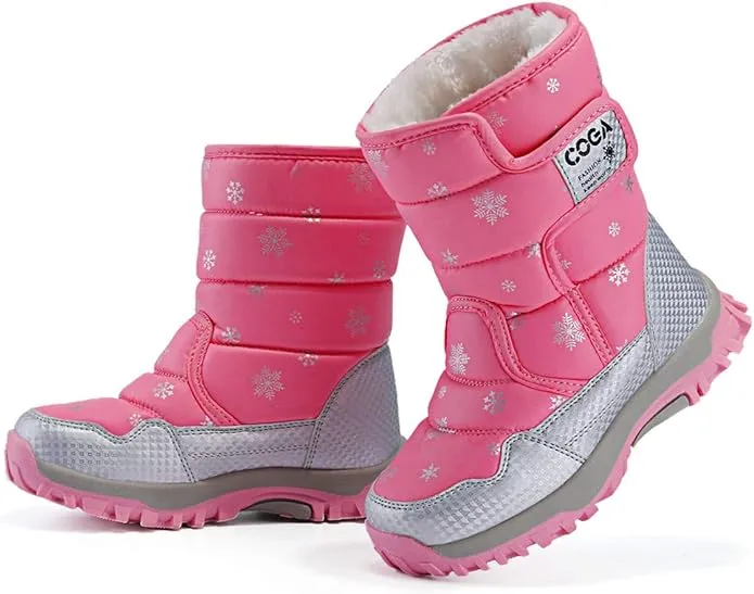New DADAWEN Kid's Frosty Winter Boot, Sz 3.5! Non slip, super waterproof upper, lugged traction outsole, soft fuzzy lining! Retails $56 