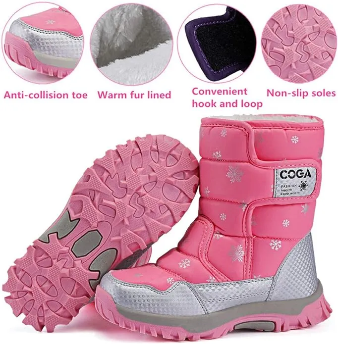 New DADAWEN Kid's Frosty Winter Boot, Sz 3.5! Non slip, super waterproof upper, lugged traction outsole, soft fuzzy lining! Retails $56 