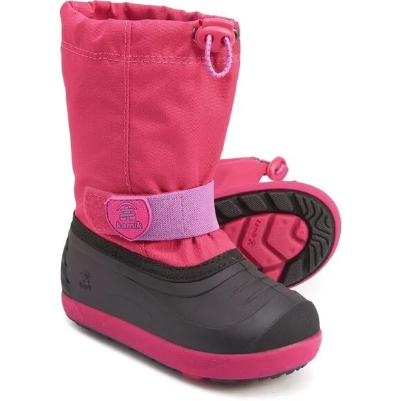 NEW Girl's Kamik Snow Boots, Rose/Black, Girls 9