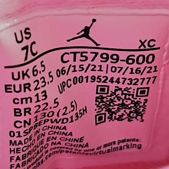 Nike Air‎ Jordan Drip 23 Pink Black Toddler Girls 7C Rain Boots CT5799-600
