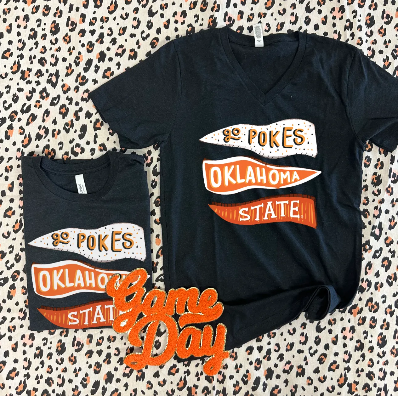 OK STATE 2024: Go Pokes Pennant (BELLA CANVAS VNECK)