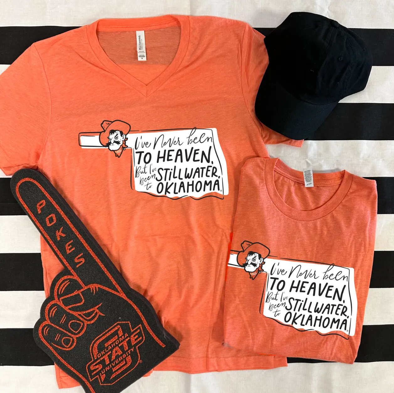 OK STATE 2024: Never Been....Stillwater, Oklahoma (BELLA CANVAS VNECK)