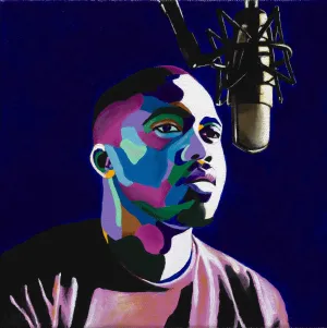 One Mic - Nas Portrait Art - Original Acrylic Painting & Wall Decor - Vakseen Art