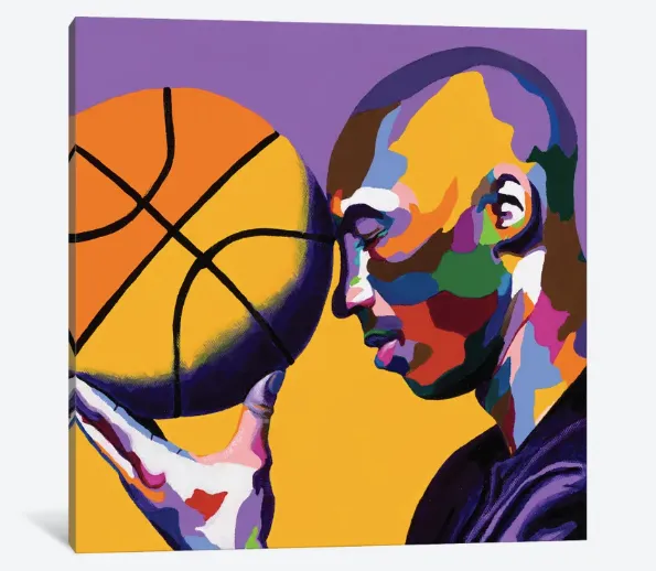 One With The Game - Kobe Bryant portrait art - Limited Edition Hand-Embellished Canvas Art Giclee - Vakseen Art