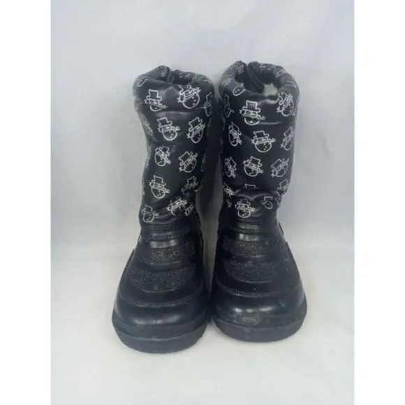Outbrook Snow Boots Kids Sz 6 Snowmen‎ Black Inside Fur Great Preowned Condition