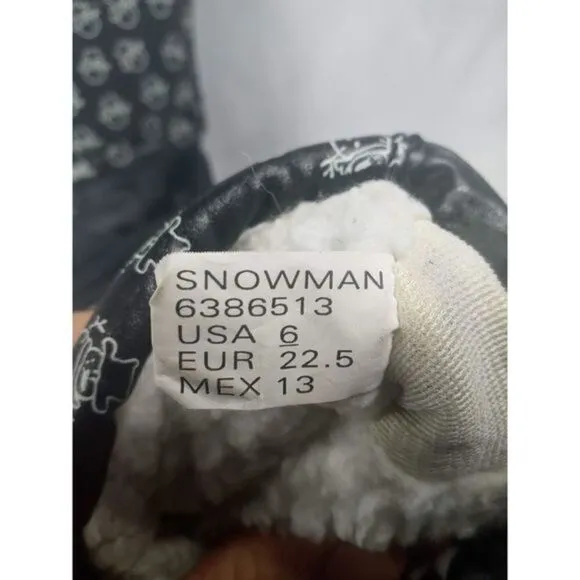Outbrook Snow Boots Kids Sz 6 Snowmen‎ Black Inside Fur Great Preowned Condition