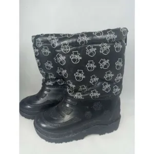 Outbrook Snow Boots Kids Sz 6 Snowmen‎ Black Inside Fur Great Preowned Condition