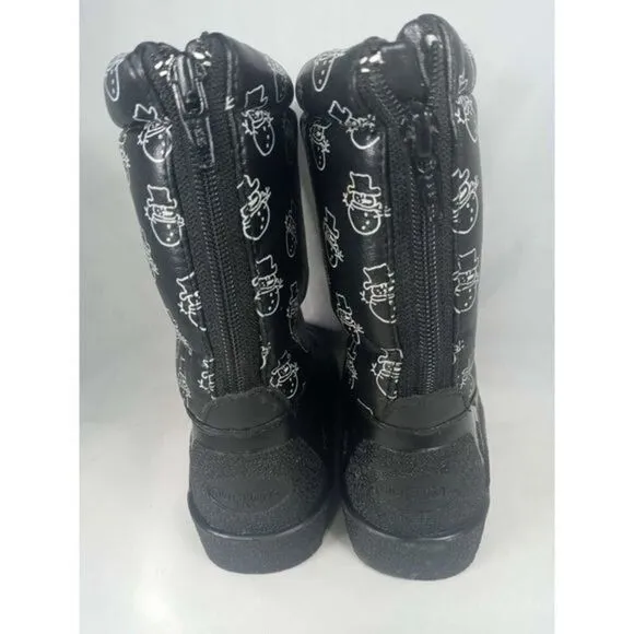 Outbrook Snow Boots Kids Sz 6 Snowmen‎ Black Inside Fur Great Preowned Condition