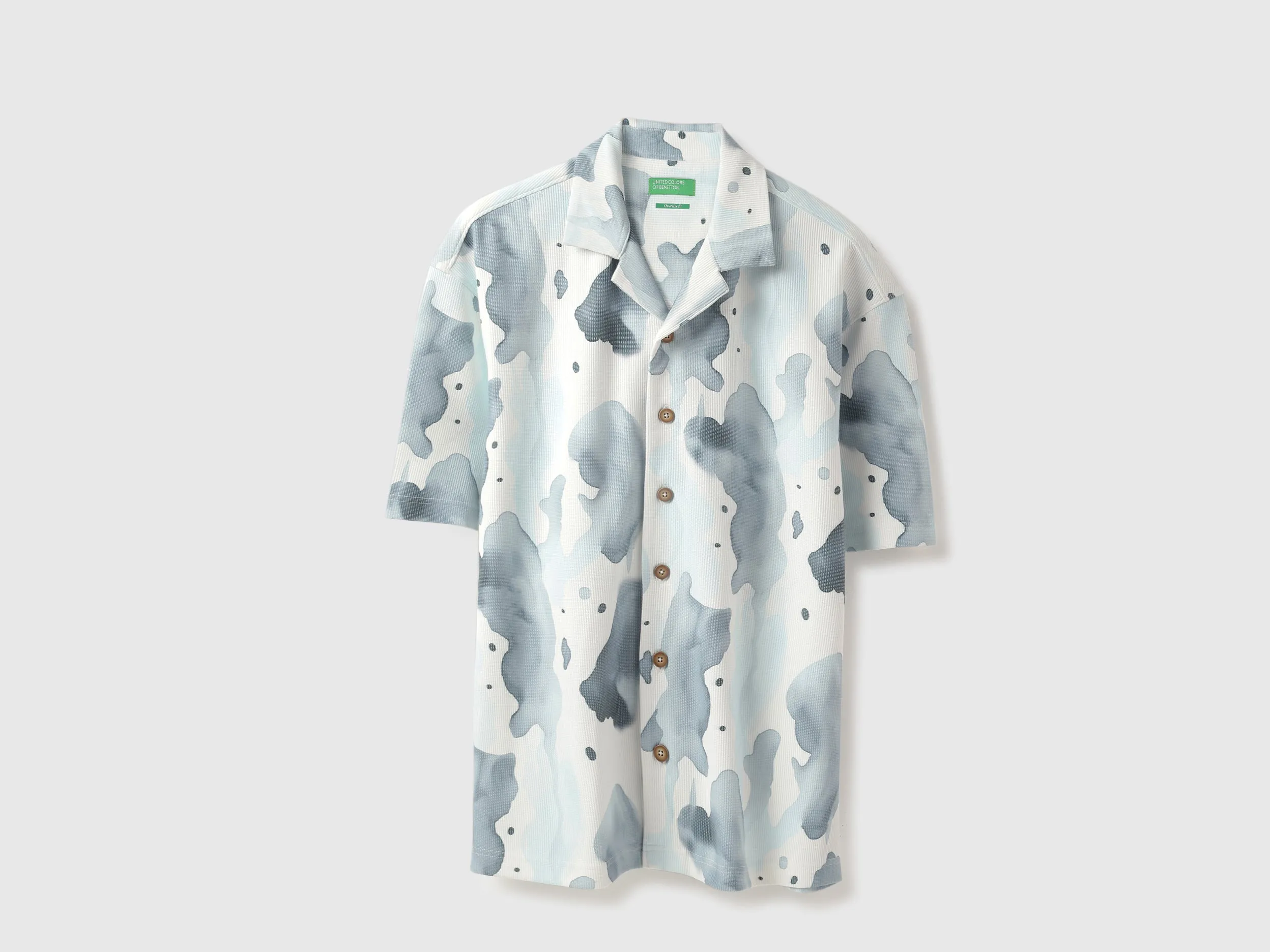 Oversized Fit Cuban Collar Printed Shirt