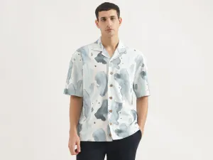 Oversized Fit Cuban Collar Printed Shirt